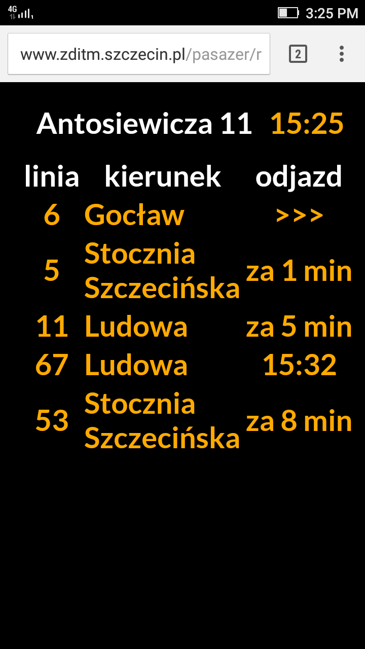 wirtualne tablice na przystankach w Szczecinie