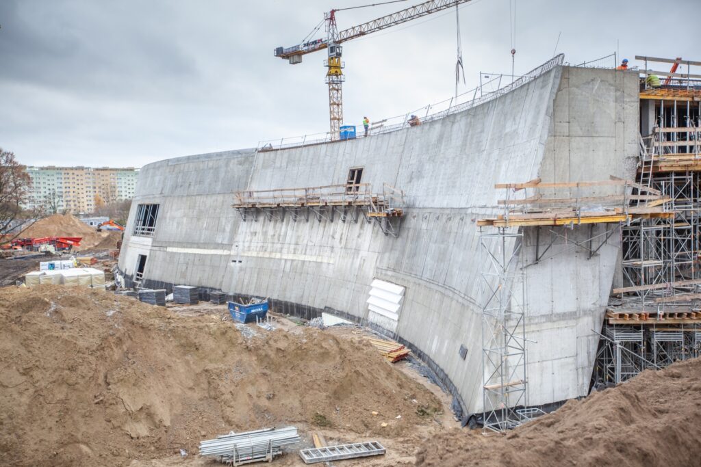 intensywne prace na budowie Fabryki Wody w Szczecinie grudzień 2020