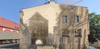 dwa murale promujące historię Myśliborza